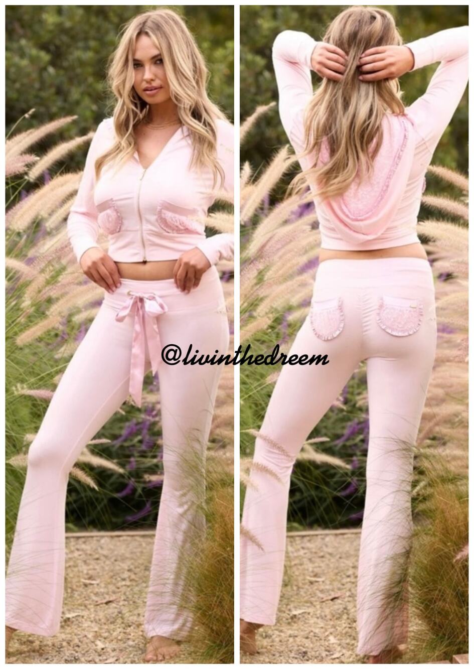 Beach Bunny Bunny Booty Pant & Rocky Zip Hoodie Baby Pink  SZ M $266